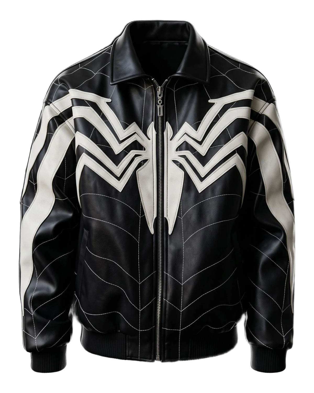 Spider Web Faux-Leather Jacket, front