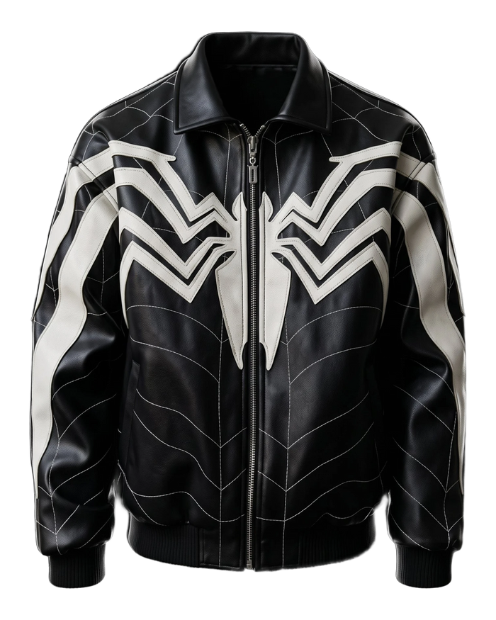 Spider Web Faux-Leather Jacket
