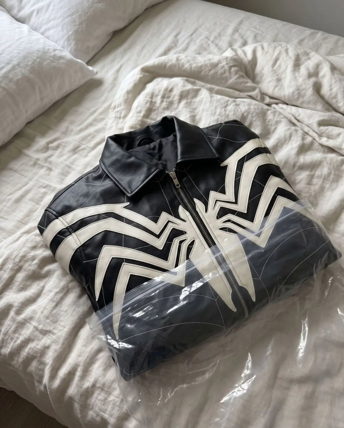 Folded flat, ready to throw on.